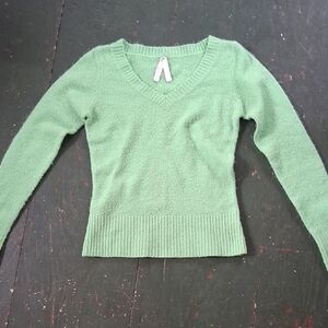 Green V-Neck Women's Sweater